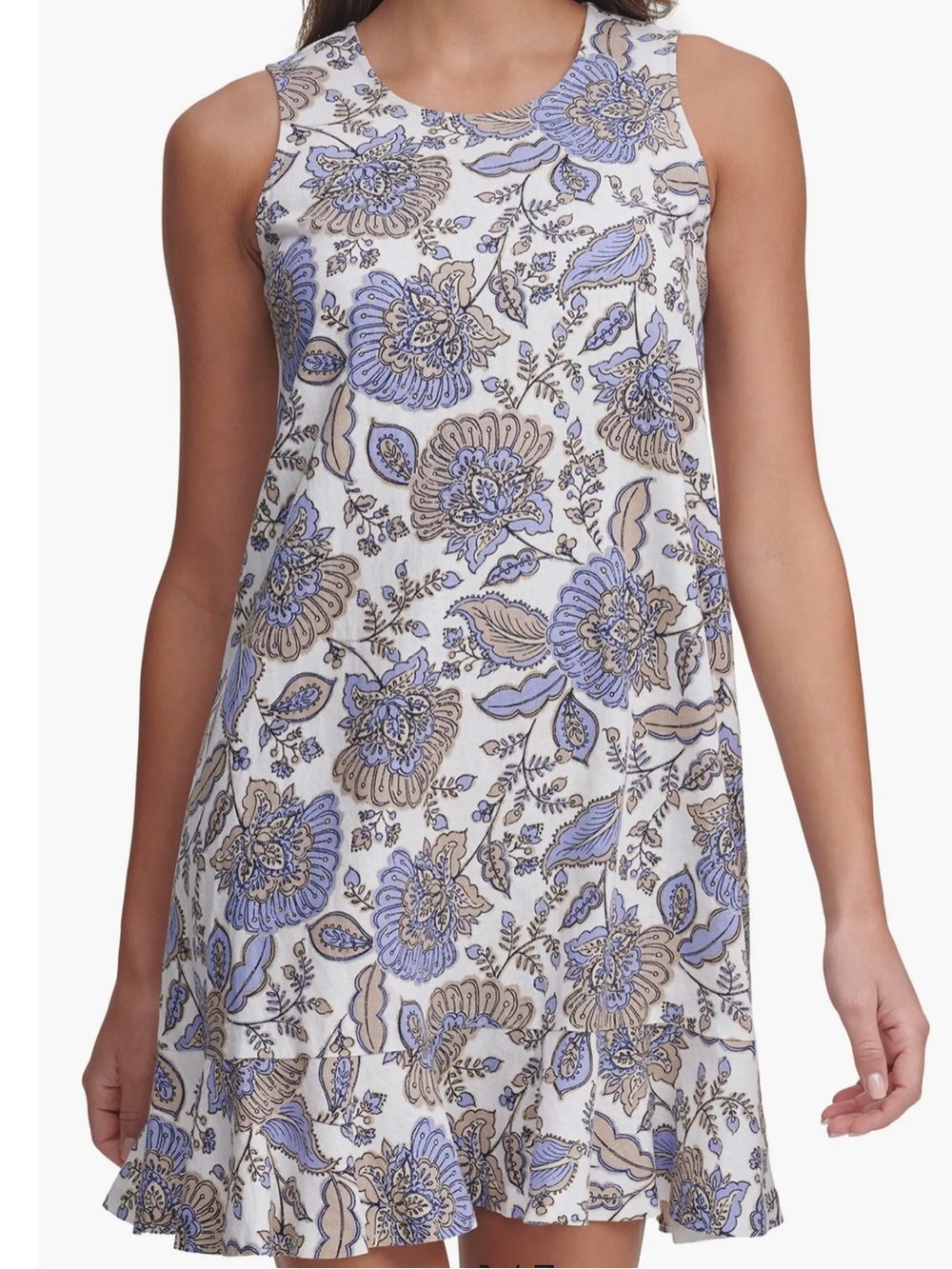 Tommy Hilfiger Provincial Paisley Linen‎ Blend Flounce Hem Dress SIZE 6